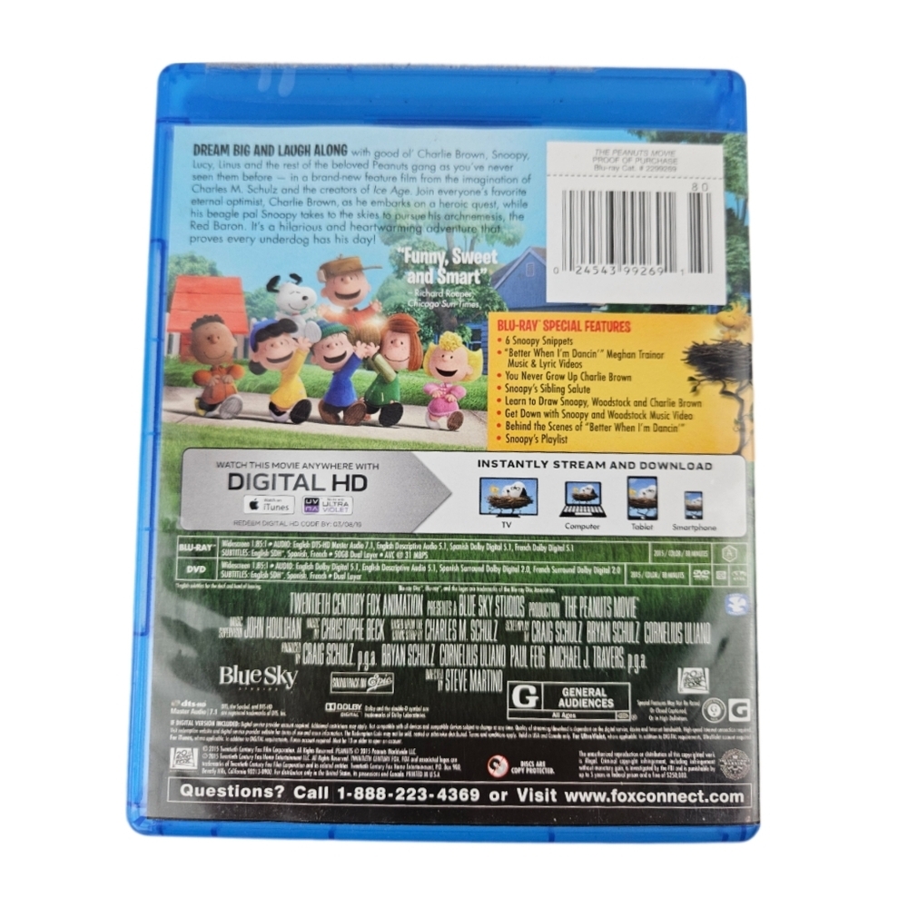 The Peanuts MOVIE Blu-Ray & DVD Movie - Picture 7 of 8